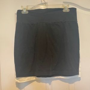 Black Cotton Body Con Skirt